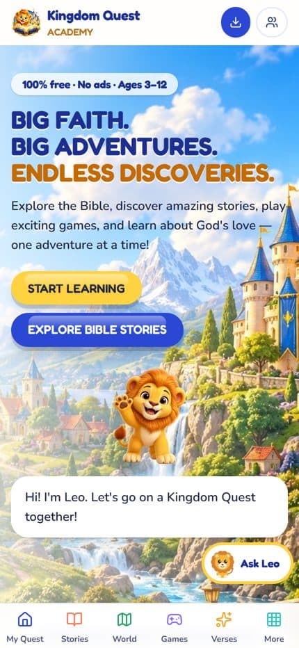 Kingdom Quest Academy homepage on a phone