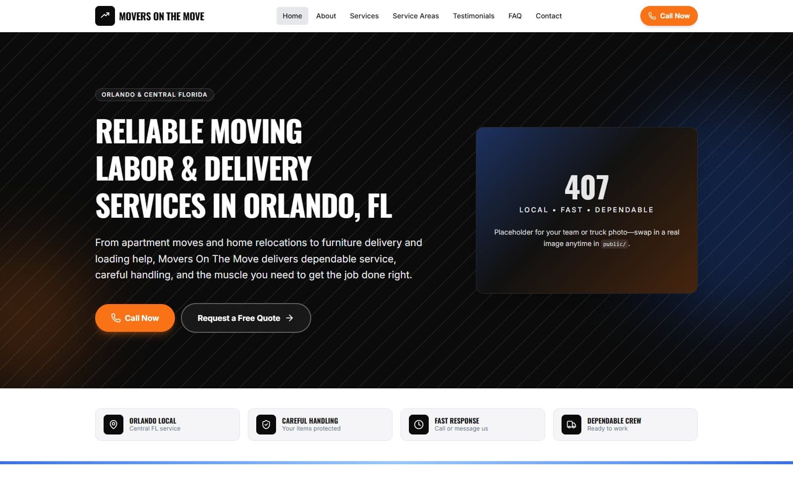 Movers On The Move homepage — moving labor and delivery in Orlando, FL