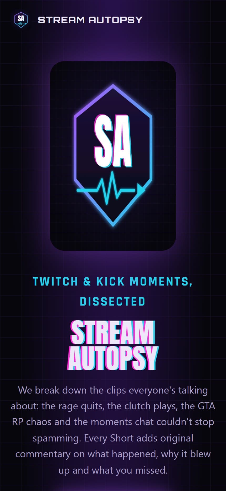 Stream Autopsy homepage on a phone