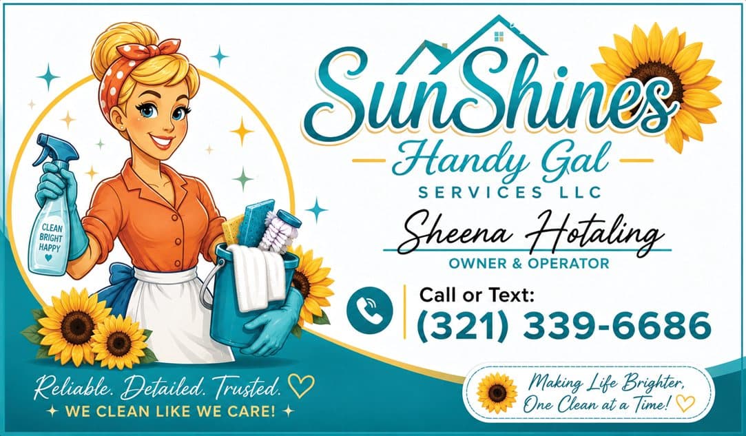Sunshine's Handy Gal Services business card, front
